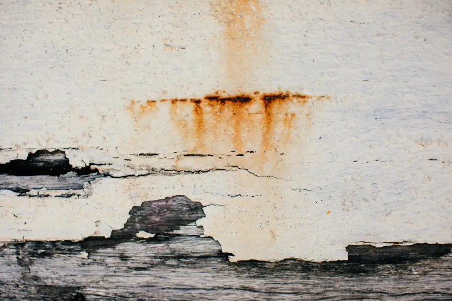 Mur intérieur marqué par l’humidité avant reprise de peinture